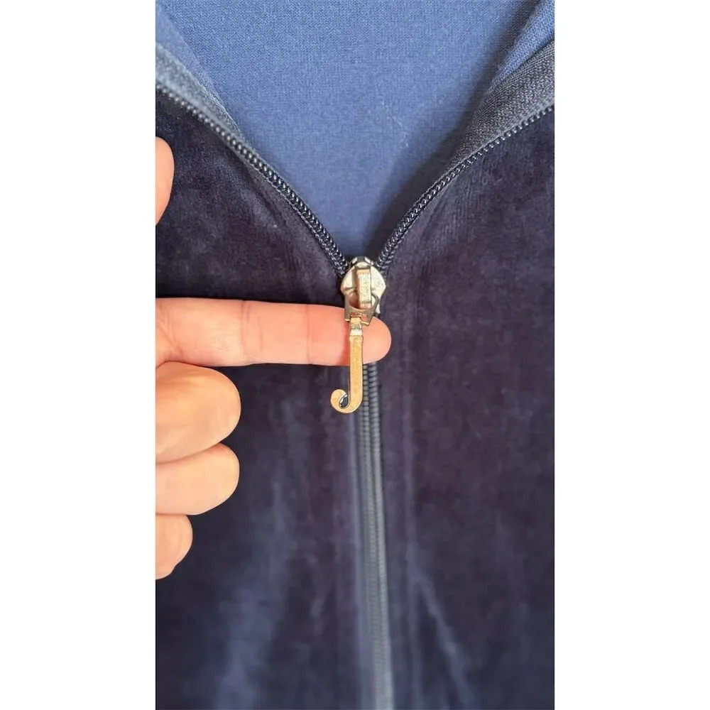 Juicy‎ Couture Women's Vintage Velour Hoodie Jacket Blue Size L - Picture 3 of 5